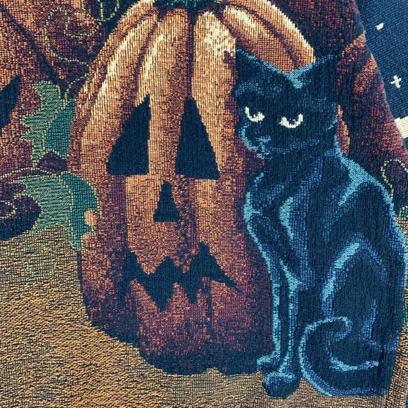 Sugar Street Weavers Pumpkins Cats Halloween Sweater One Size Made in USA - Picture 3 of 16